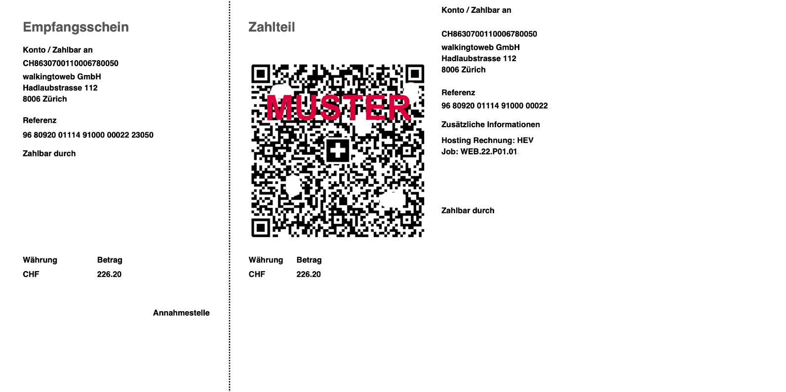 Schweizer QR Einzahlungsscheine mit blue.project